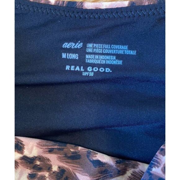 NWT $62.95 Aerie Wrap Top One Piece Swimsuit Size Medium Long Women’s Brown - Picture 3 of 6